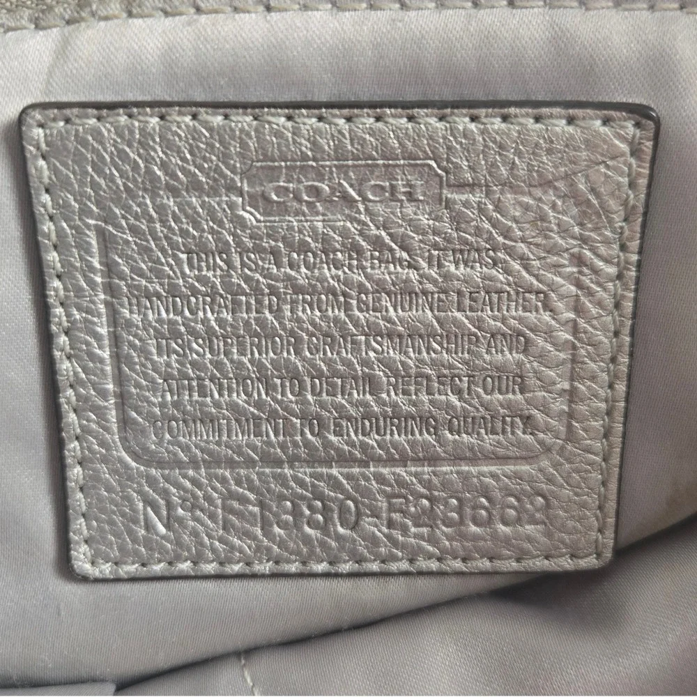 Coach Park Metro Tote Women Large Pewter Metallic Leather Purse - Picture 7 of 12